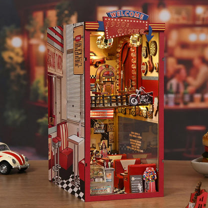 (Sold out) 1950s Diner – DIY Wooden Book Nook Shelf Insert