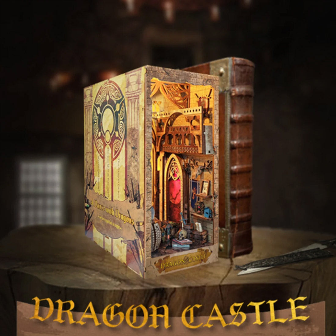 (Sold Out) Dragon Castle 3D Wooden Puzzle Book Nook