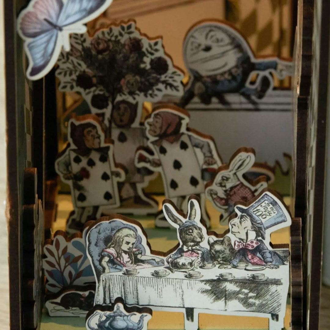 (sold out) Alice In Wonderland Wooden Book Nook Bookshelf Insert