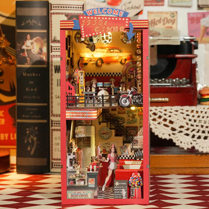 (Sold out) 1950s Diner – DIY Wooden Book Nook Shelf Insert