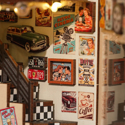 (Sold out) 1950s Diner – DIY Wooden Book Nook Shelf Insert