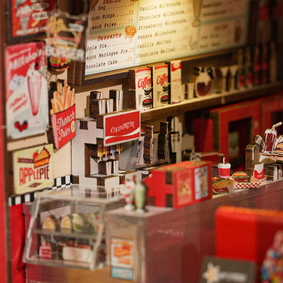 (Sold out) 1950s Diner – DIY Wooden Book Nook Shelf Insert