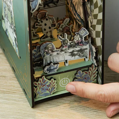 (sold out) Alice In Wonderland Wooden Book Nook Bookshelf Insert