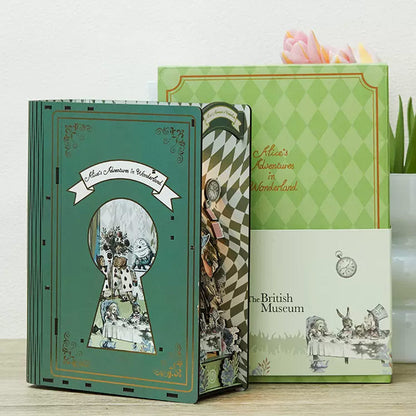 (sold out) Alice In Wonderland Wooden Book Nook Bookshelf Insert