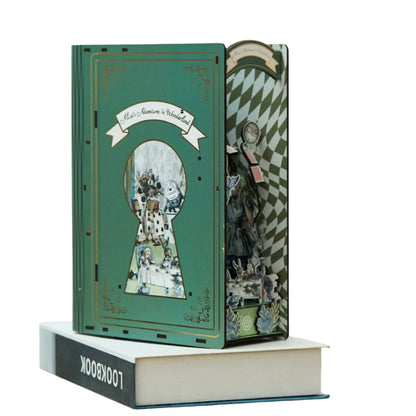 (sold out) Alice In Wonderland Wooden Book Nook Bookshelf Insert