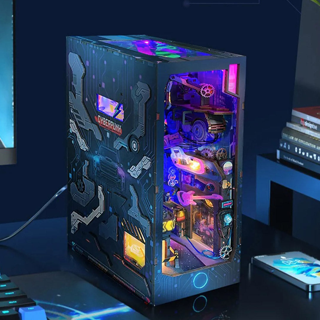 Cyberpunk Metropolis DIY Book Nook Bookshelf Inserts