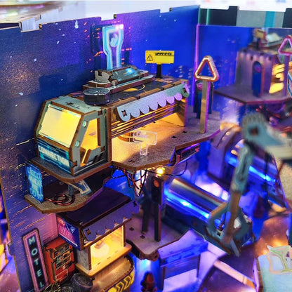 Cyberpunk Metropolis DIY Book Nook Bookshelf Inserts