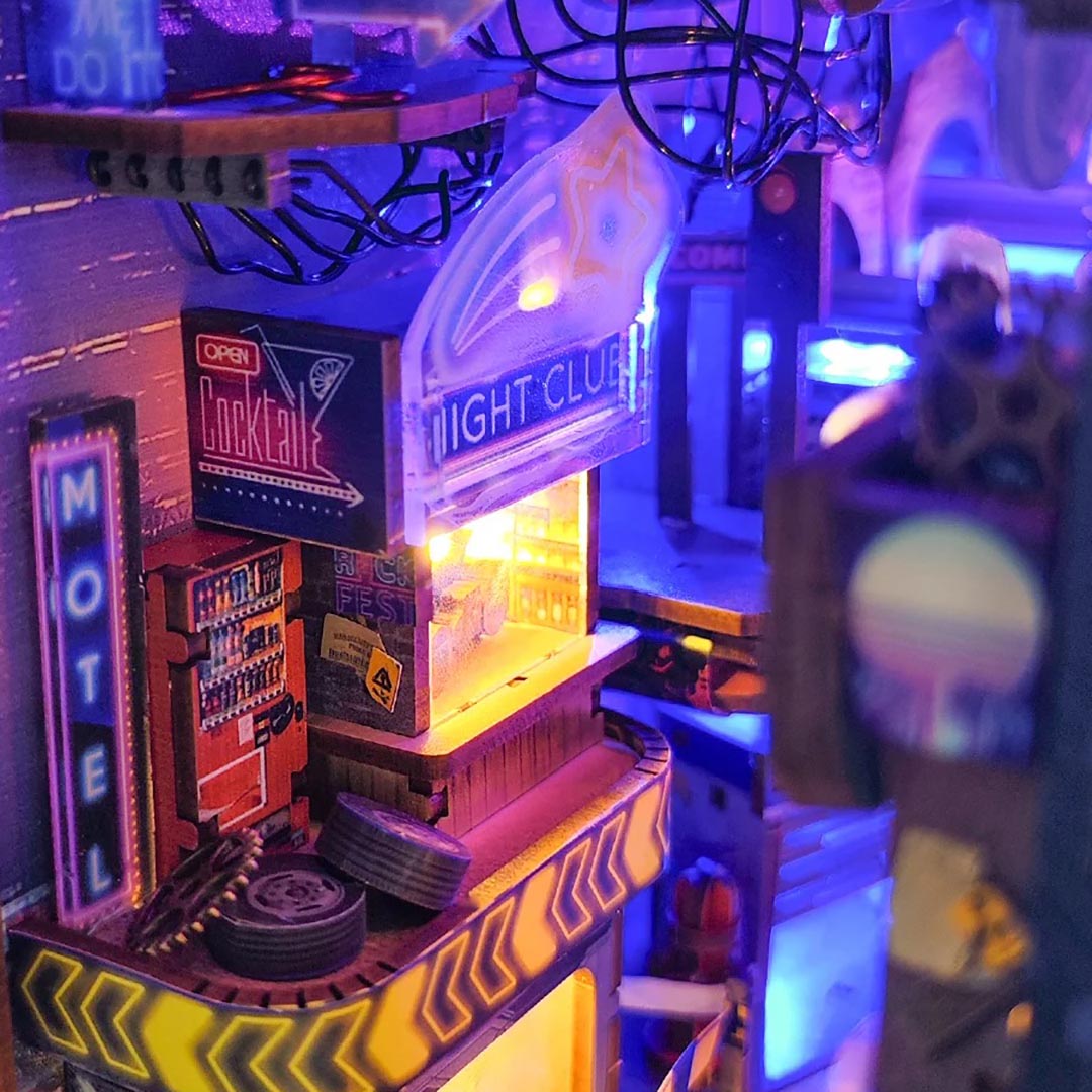 Cyberpunk Metropolis DIY Book Nook Bookshelf Inserts