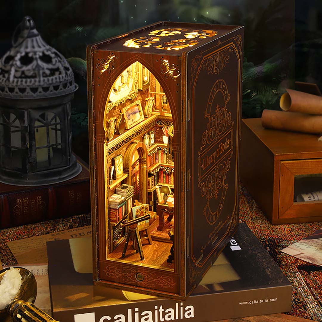 Library Of Books Wooden Puzzle Book Nook Bookshelf