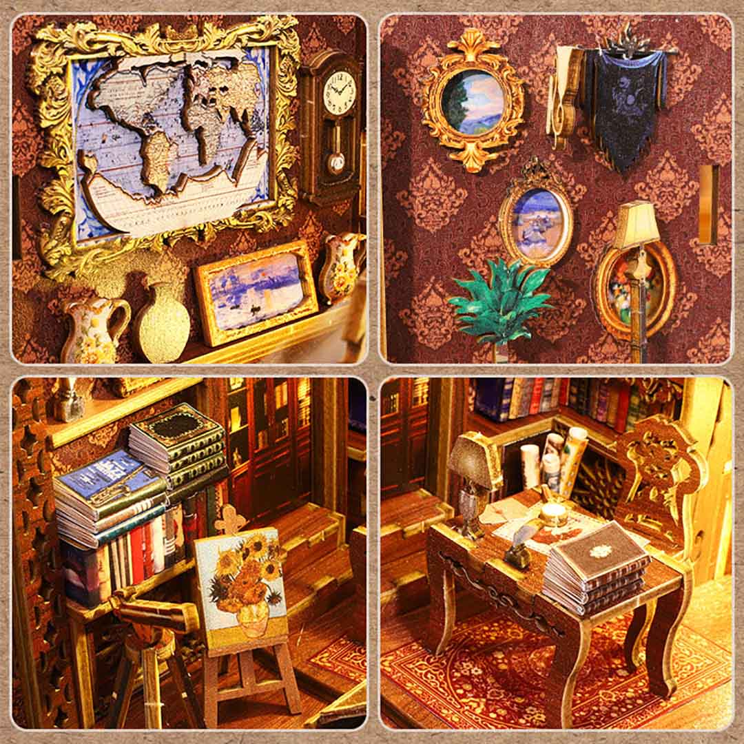 Library Of Books Wooden Puzzle Book Nook Bookshelf