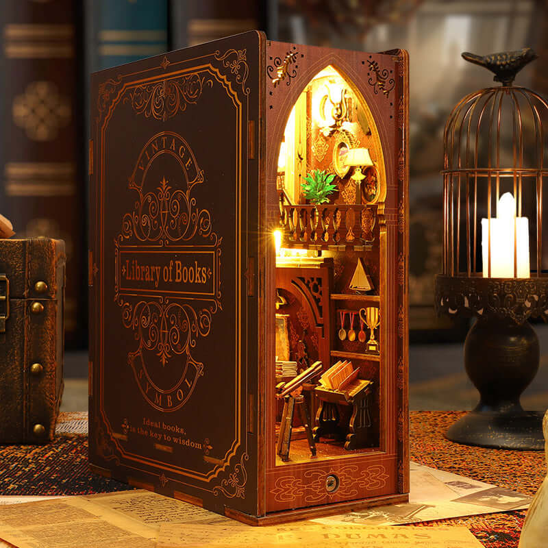 Library Of Books Wooden Puzzle Book Nook Bookshelf