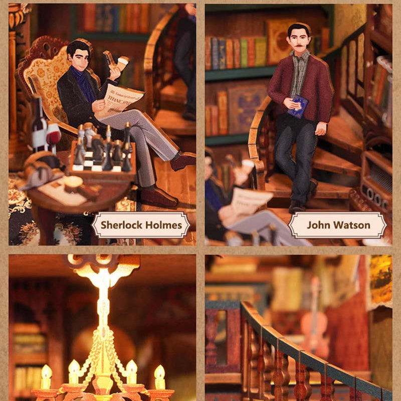 Sherlock Holmes Detective Agency Wooden Puzzle Book Nook