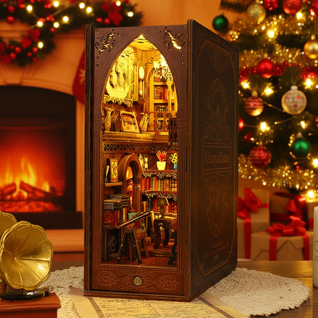 Library Of Books Wooden Puzzle Book Nook Bookshelf